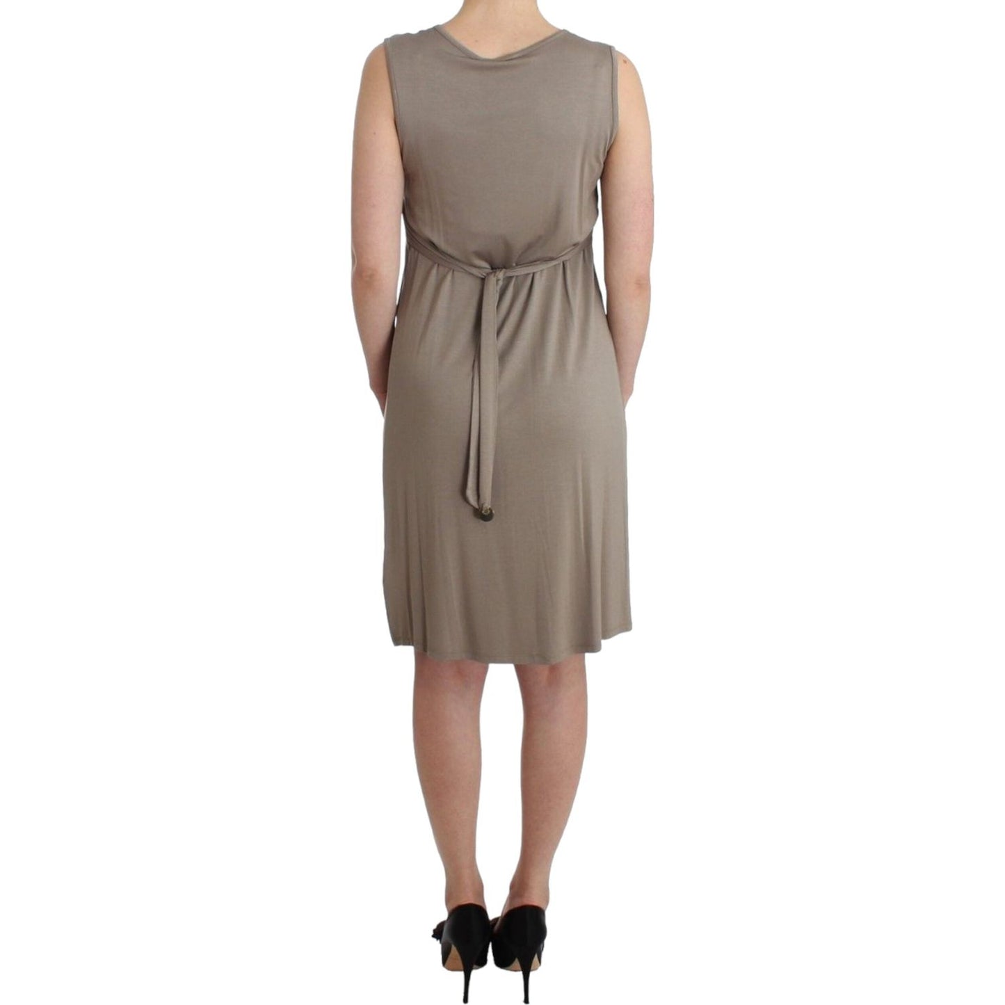 Roccobarocco Studded Sheath Knee-Length Dress in Beige Roccobarocco Dim Gray