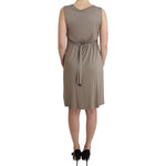 Roccobarocco Studded Sheath Knee-Length Dress in Beige Roccobarocco Dim Gray