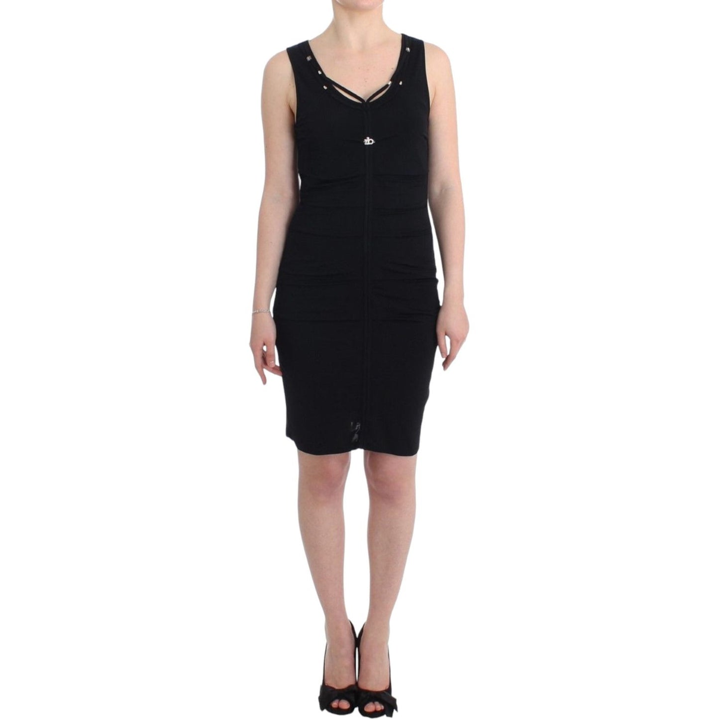 Roccobarocco Elegant Black Sheath Knee-Length Dress Roccobarocco Black