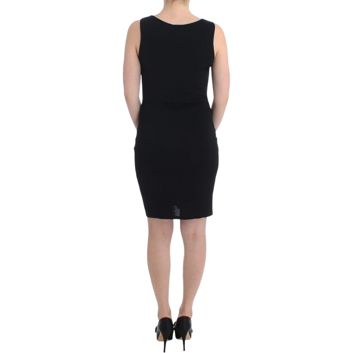 Roccobarocco Elegant Black Sheath Knee-Length Dress Roccobarocco Tan