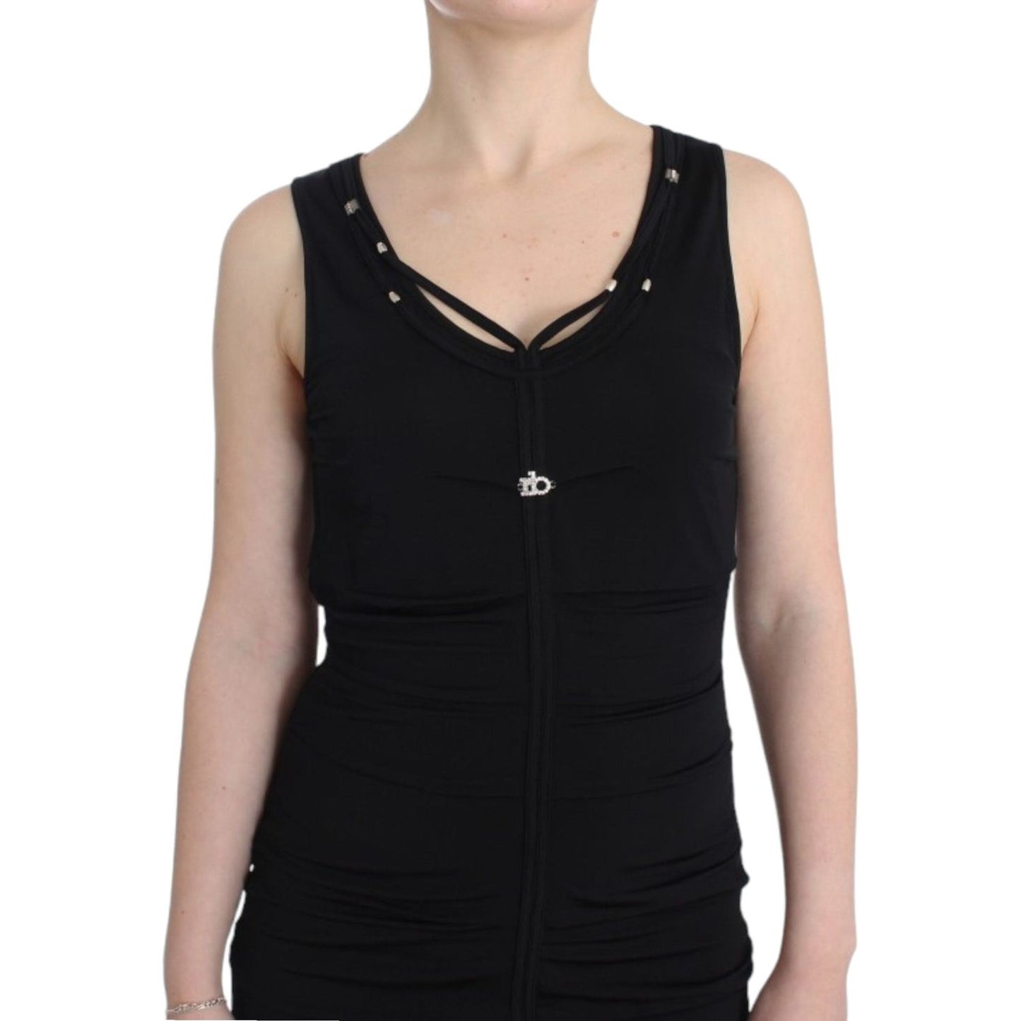 Roccobarocco Elegant Black Sheath Knee-Length Dress Roccobarocco Black