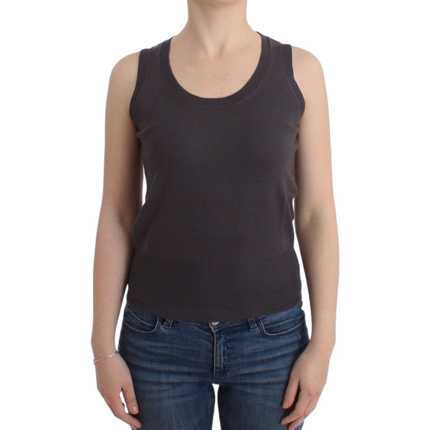 John Galliano Elegant Sleeveless Brown Knit Top John Galliano Tan
