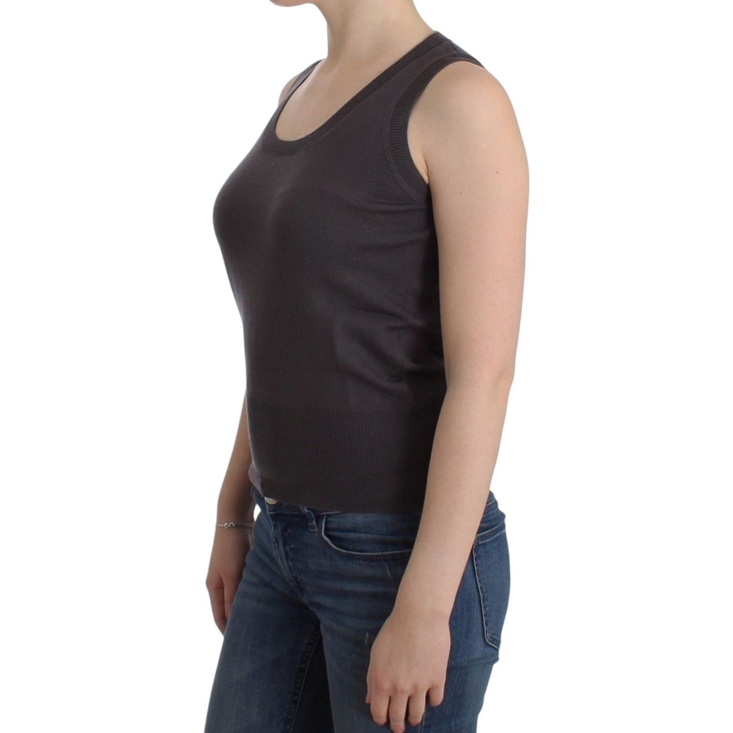 John Galliano Elegant Sleeveless Brown Knit Top John Galliano Tan