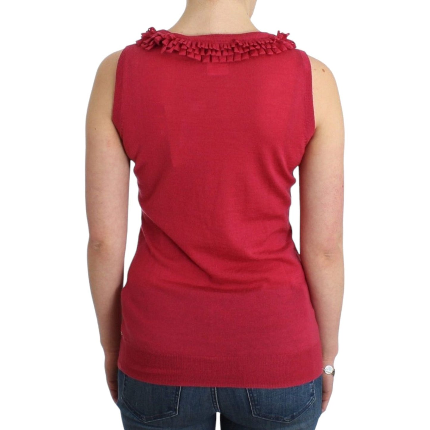 John Galliano Elegant Pink Sleeveless Wool Knit Top John Galliano Brown