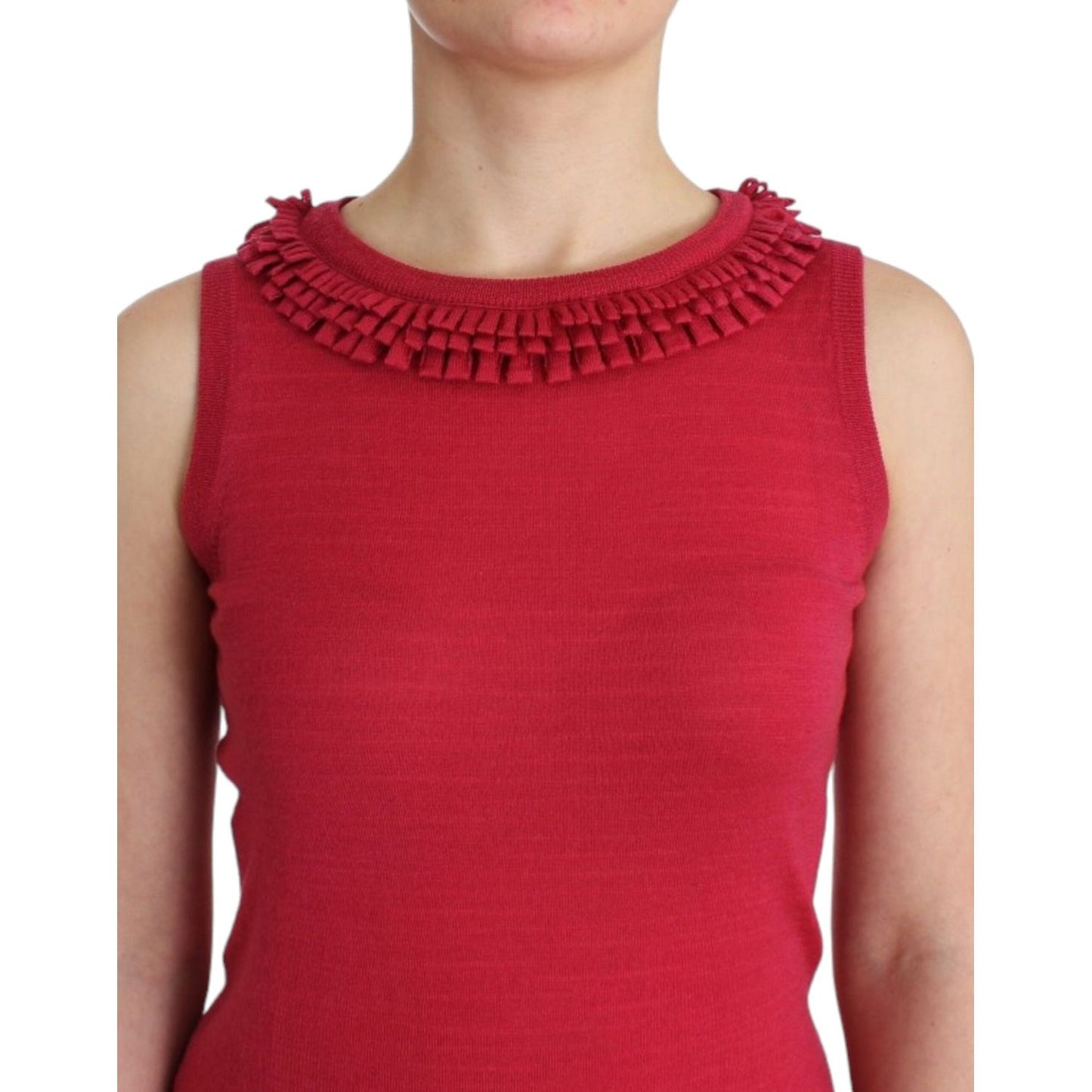John Galliano Elegant Pink Sleeveless Wool Knit Top John Galliano Brown