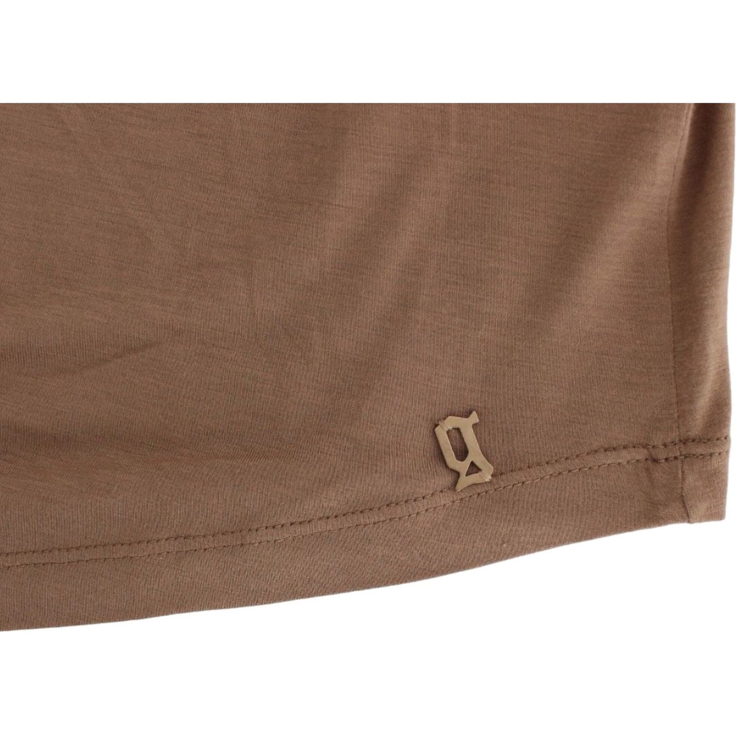 John Galliano Elegant Short-Sleeved Brown Rayon Top John Galliano Dim Gray