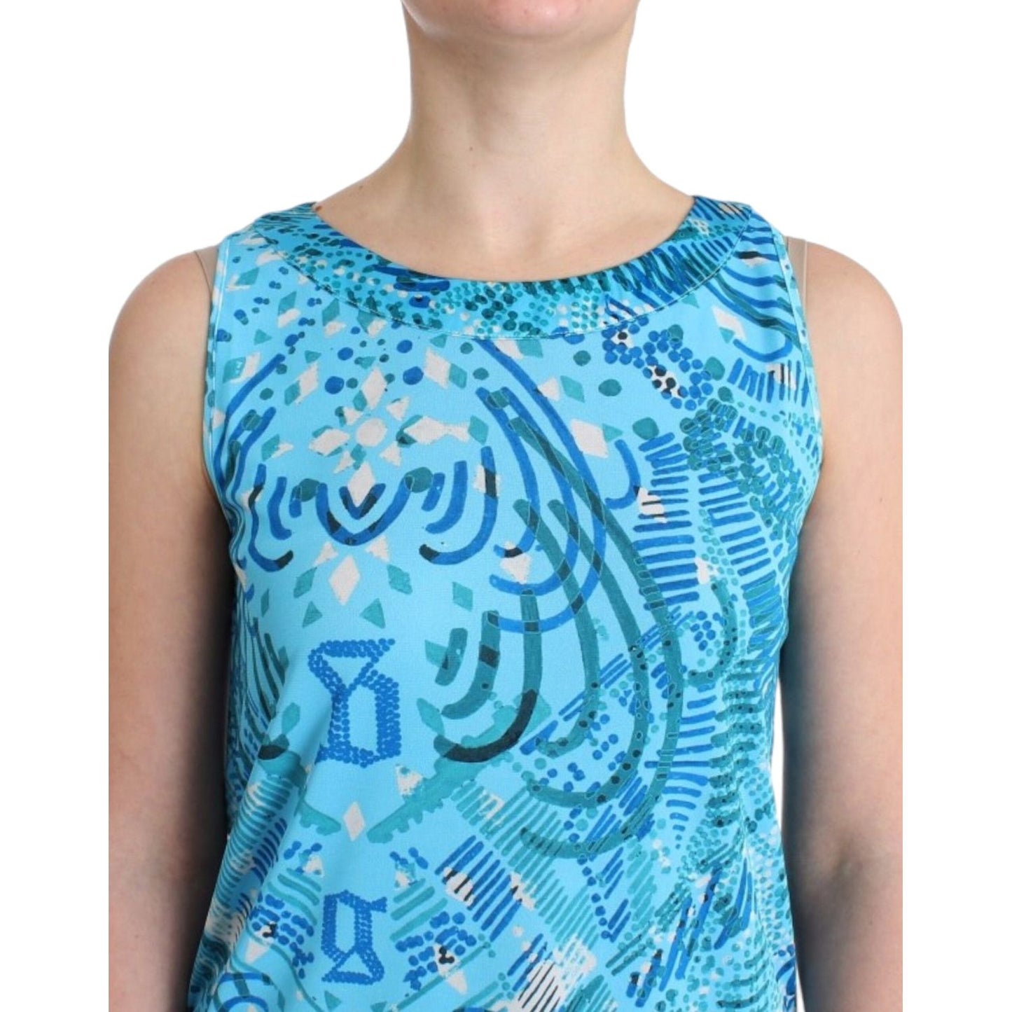 John Galliano Elegant Sleeveless Silk-Detailed Top John Galliano Sky Blue