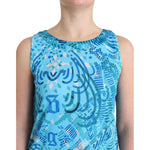 John Galliano Elegant Sleeveless Silk-Detailed Top John Galliano Sky Blue