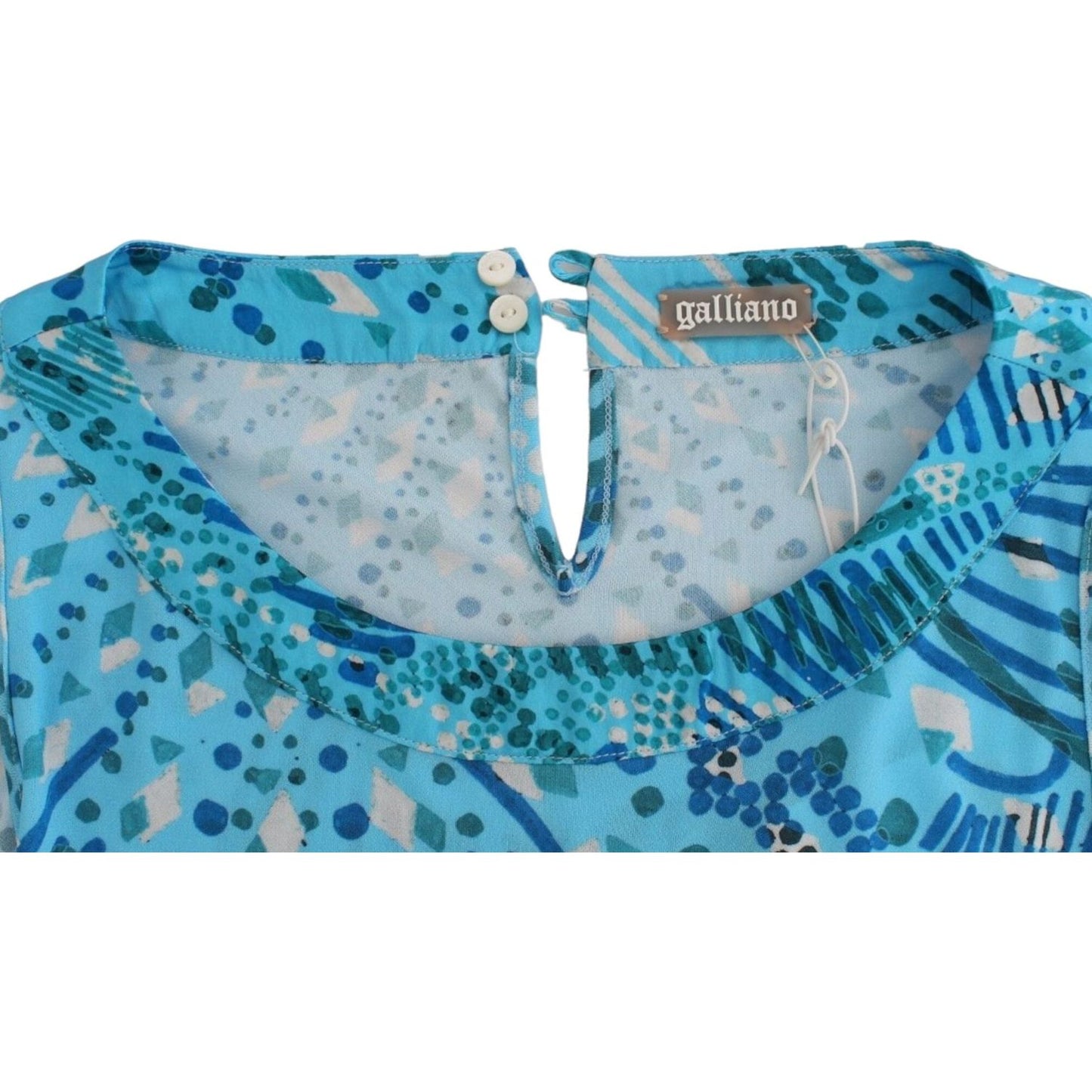 John Galliano Elegant Sleeveless Silk-Detailed Top John Galliano Steel Blue