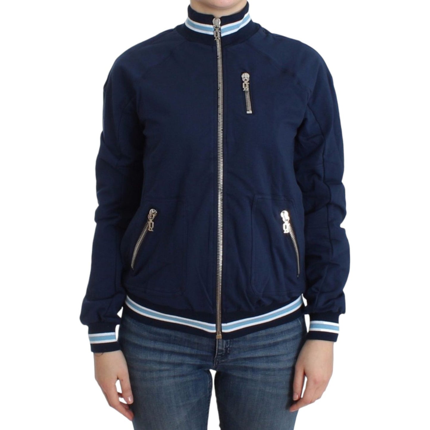 John Galliano Chic Blue Zip Cardigan with Logo Detail John Galliano Dark Slate Gray