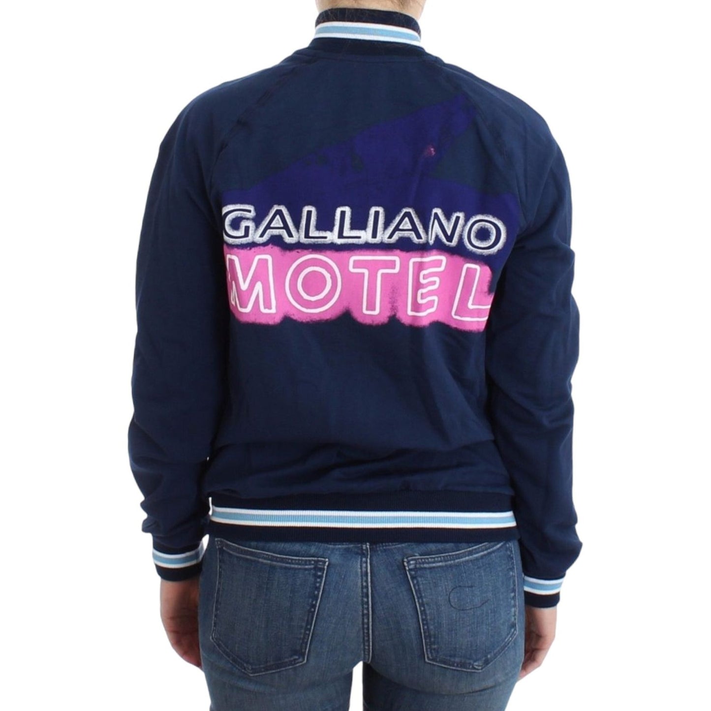 John Galliano Chic Blue Zip Cardigan with Logo Detail John Galliano Dark Slate Gray