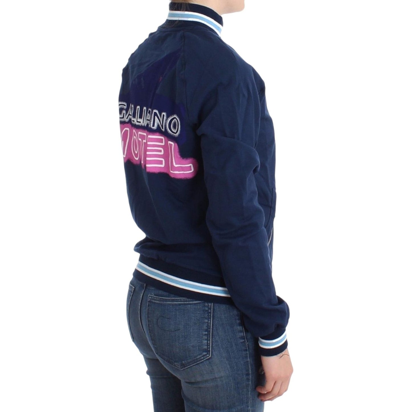 John Galliano Chic Blue Zip Cardigan with Logo Detail John Galliano Dark Slate Gray
