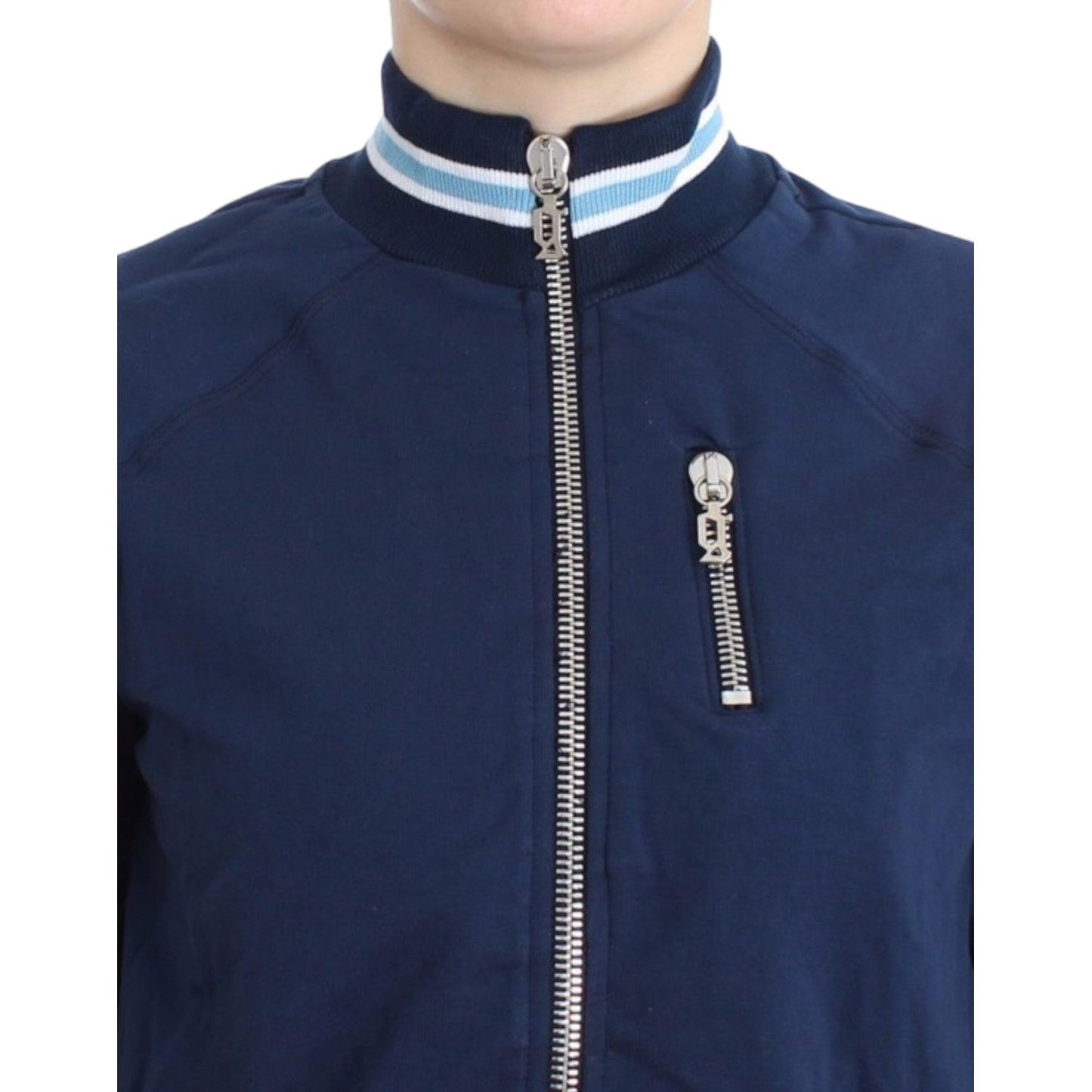 John Galliano Chic Blue Zip Cardigan with Logo Detail John Galliano Dark Slate Gray