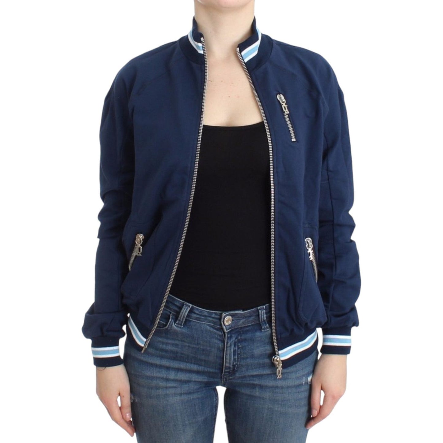 John Galliano Chic Blue Zip Cardigan with Logo Detail John Galliano Dark Slate Gray