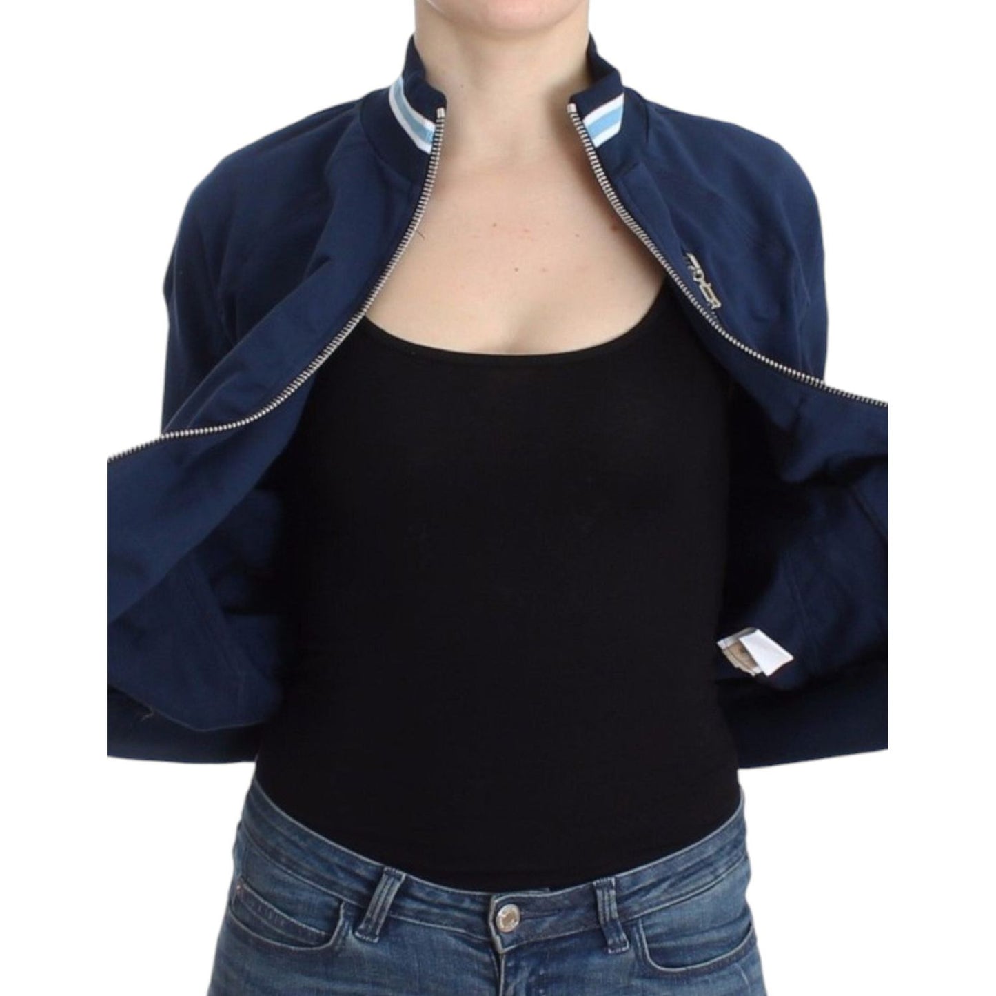 John Galliano Chic Blue Zip Cardigan with Logo Detail John Galliano Black