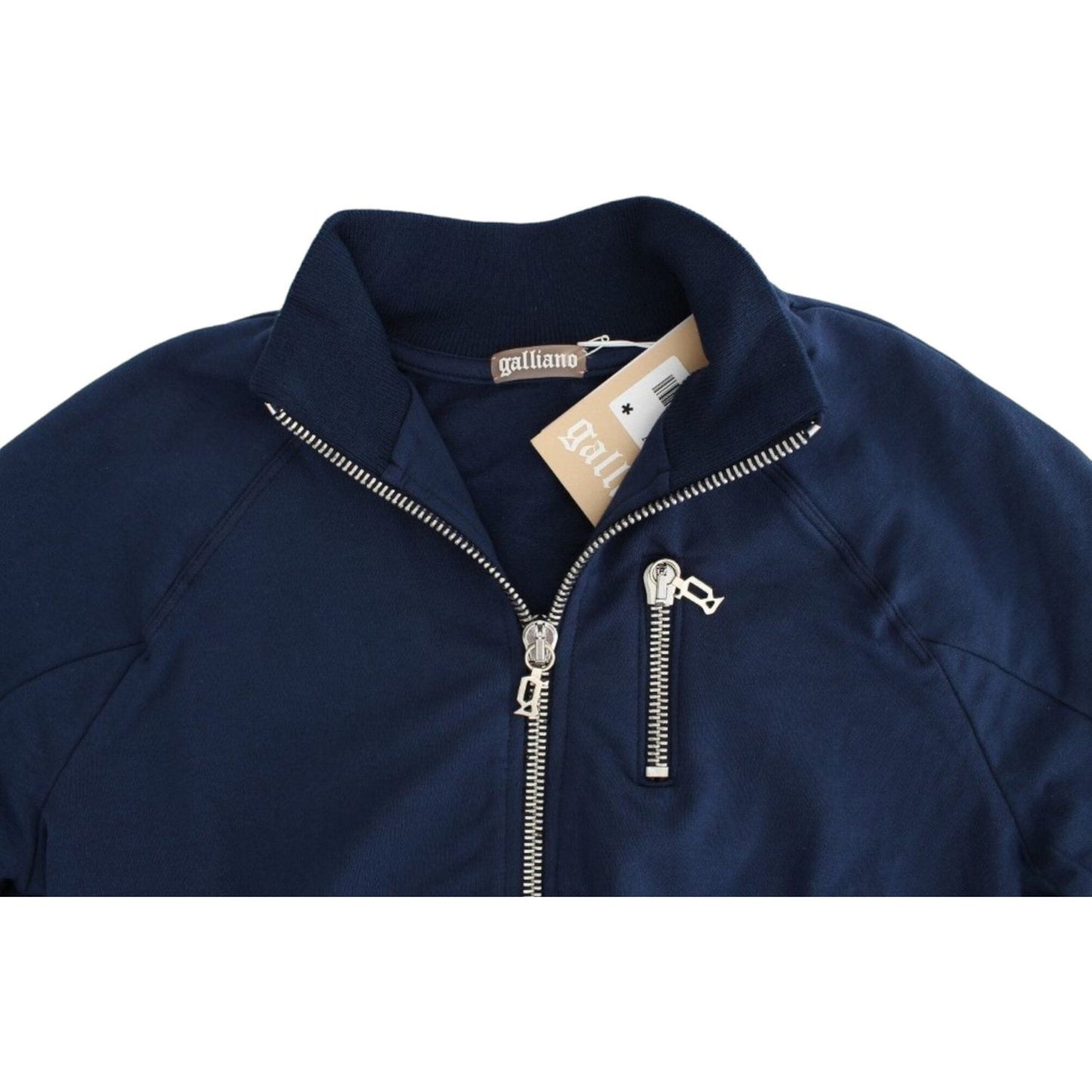 John Galliano Chic Blue Zip Cardigan with Logo Detail John Galliano Dark Slate Gray