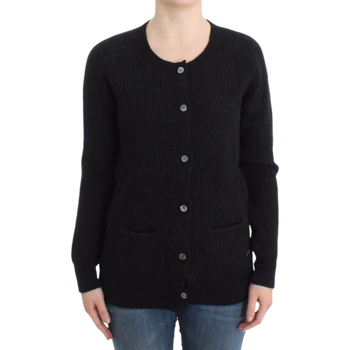 John Galliano Chic Transparent Back Woolen Cardigan John Galliano Black