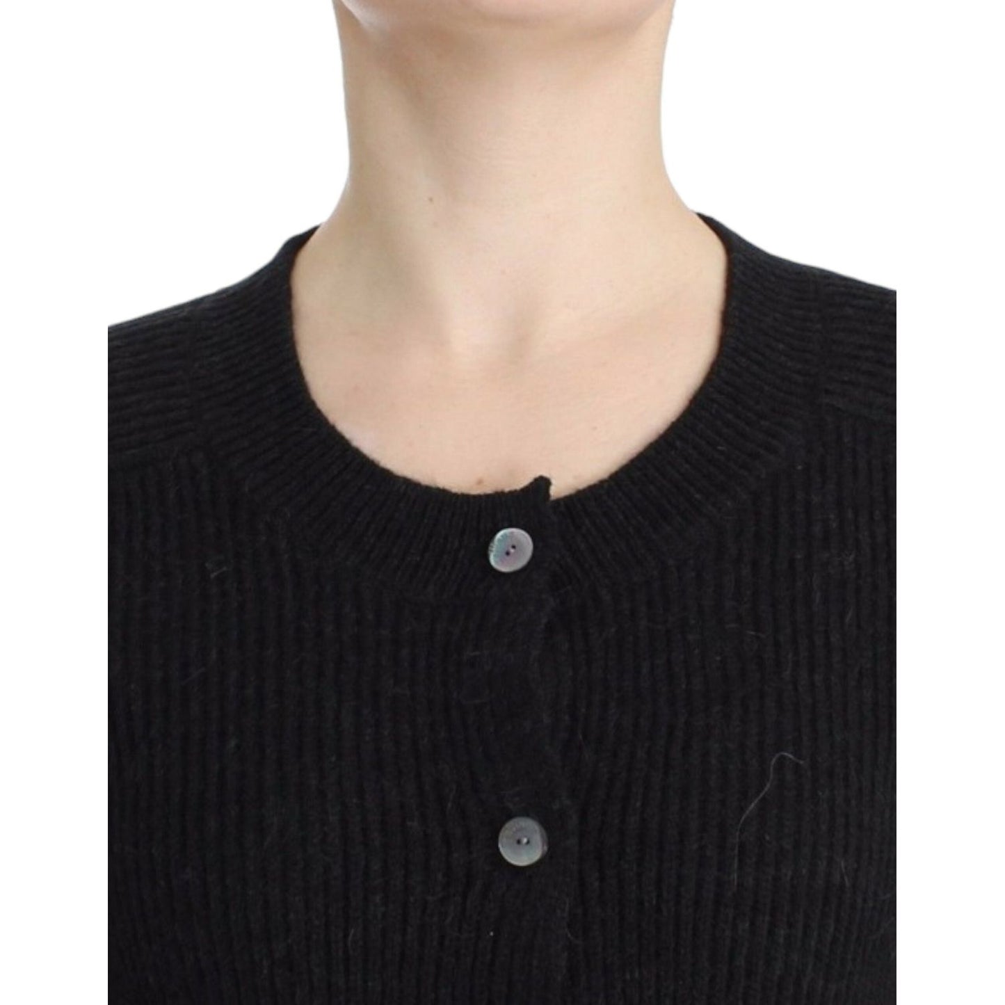 John Galliano Chic Transparent Back Woolen Cardigan John Galliano Black