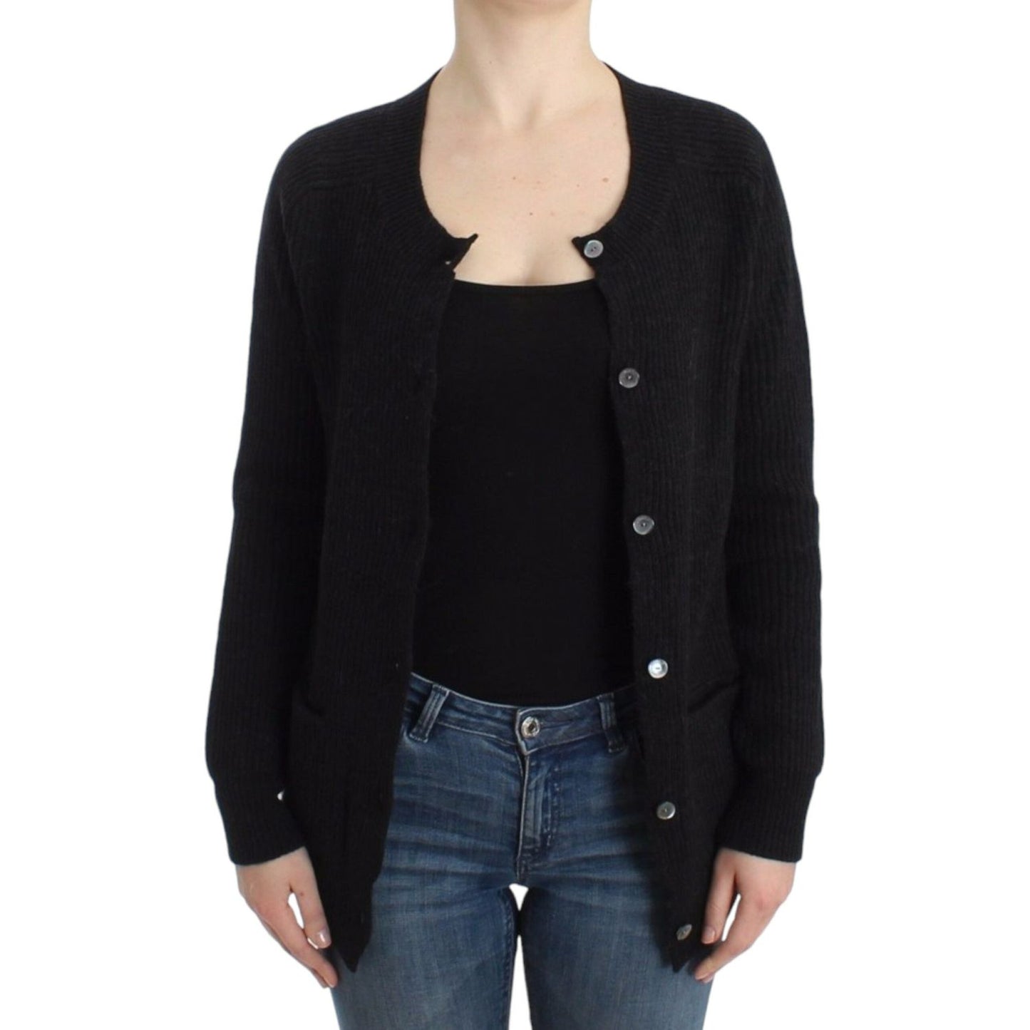 John Galliano Chic Transparent Back Woolen Cardigan John Galliano Black