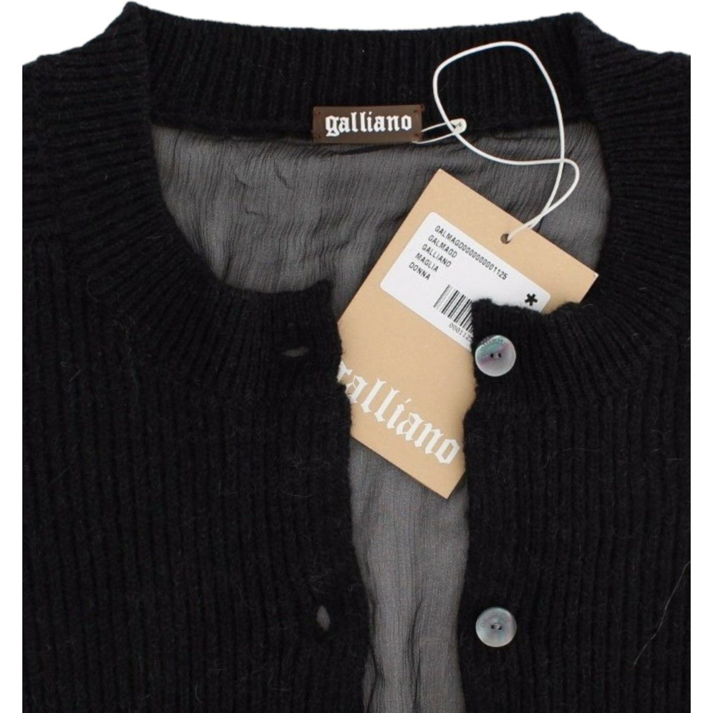 John Galliano Chic Transparent Back Woolen Cardigan John Galliano Black