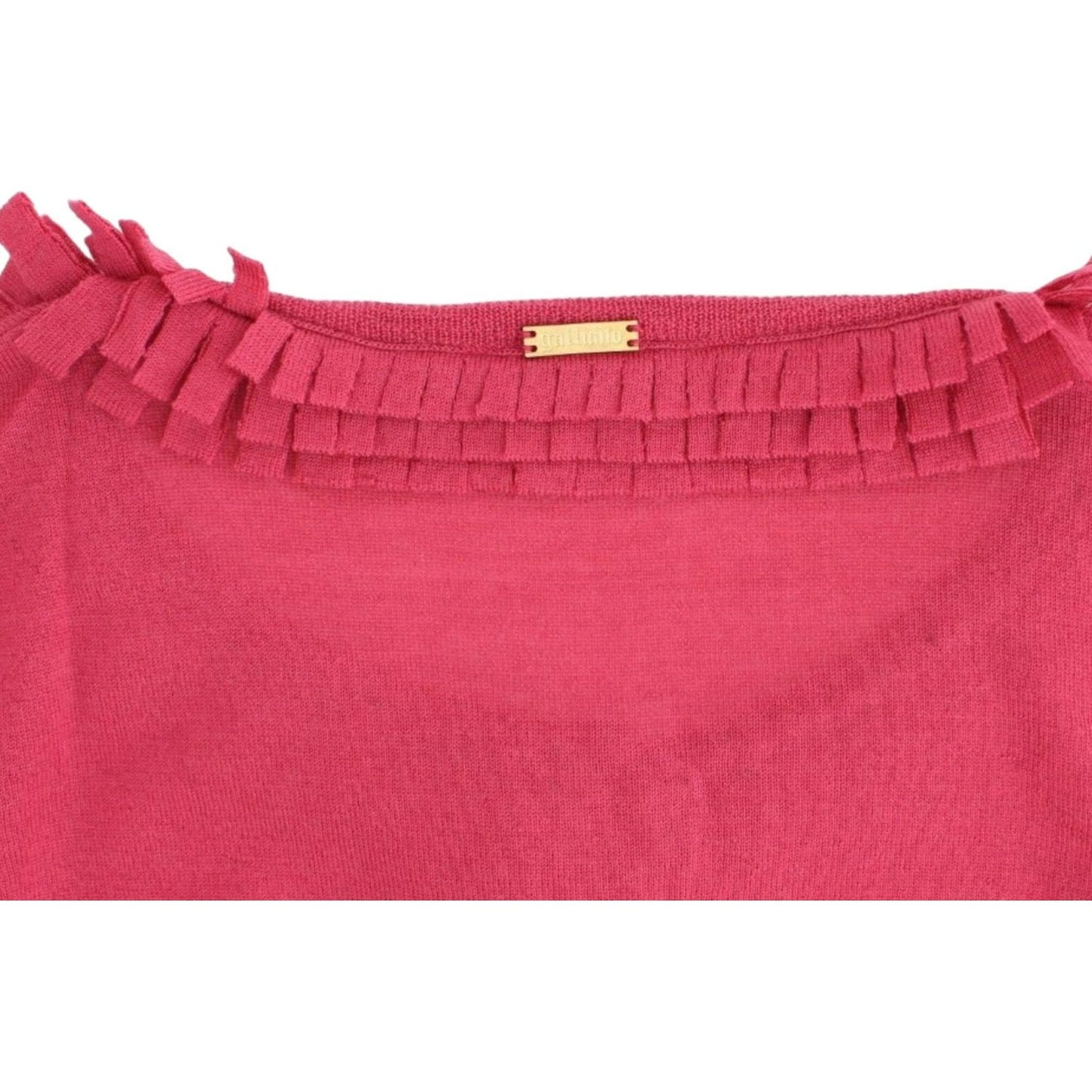 John Galliano Ruffle Detail Wool Cardigan in Pink John Galliano Maroon
