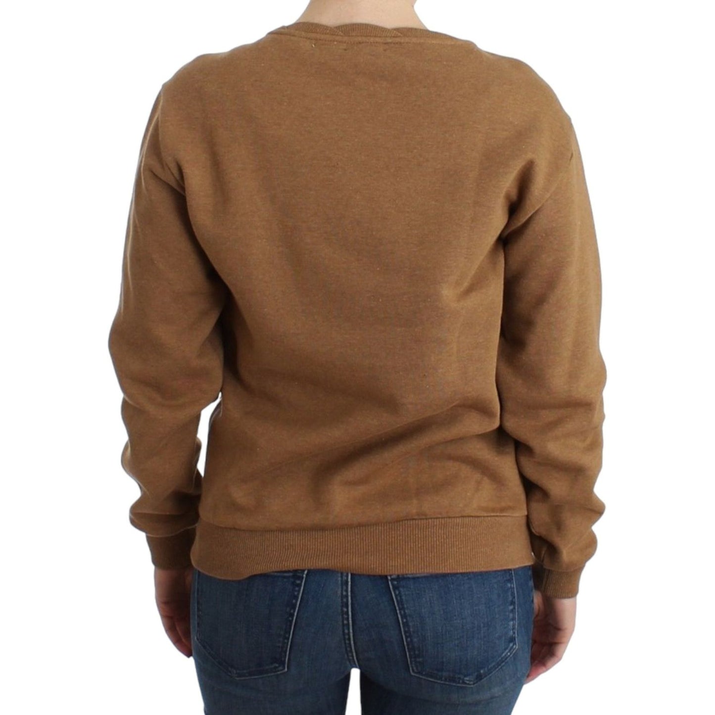 John Galliano Chic Brown Crewneck Cotton Sweater John Galliano Sienna