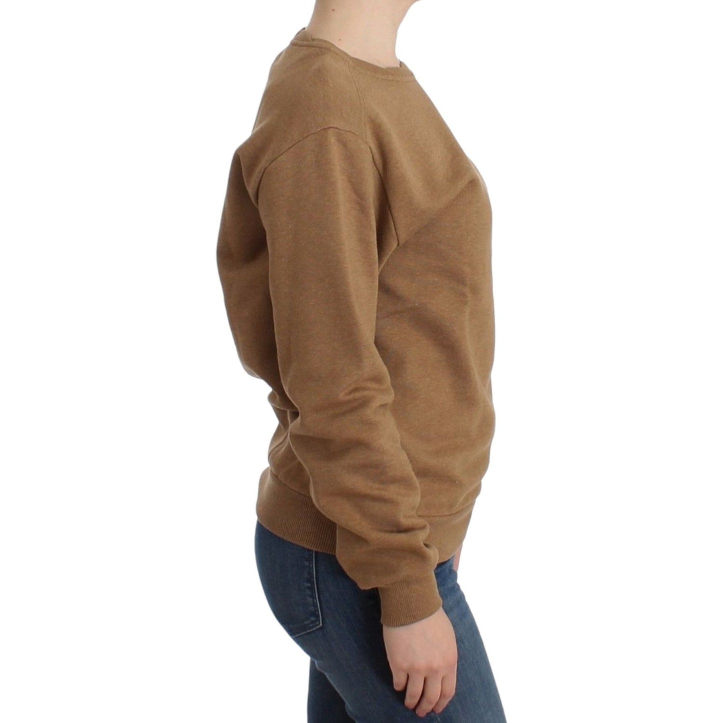 John Galliano Chic Brown Crewneck Cotton Sweater John Galliano Sienna