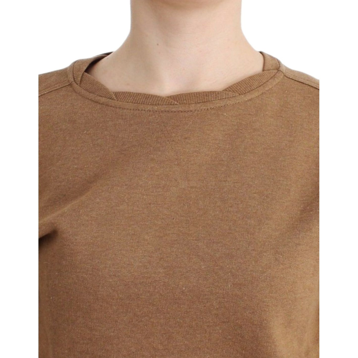 John Galliano Chic Brown Crewneck Cotton Sweater John Galliano Sienna