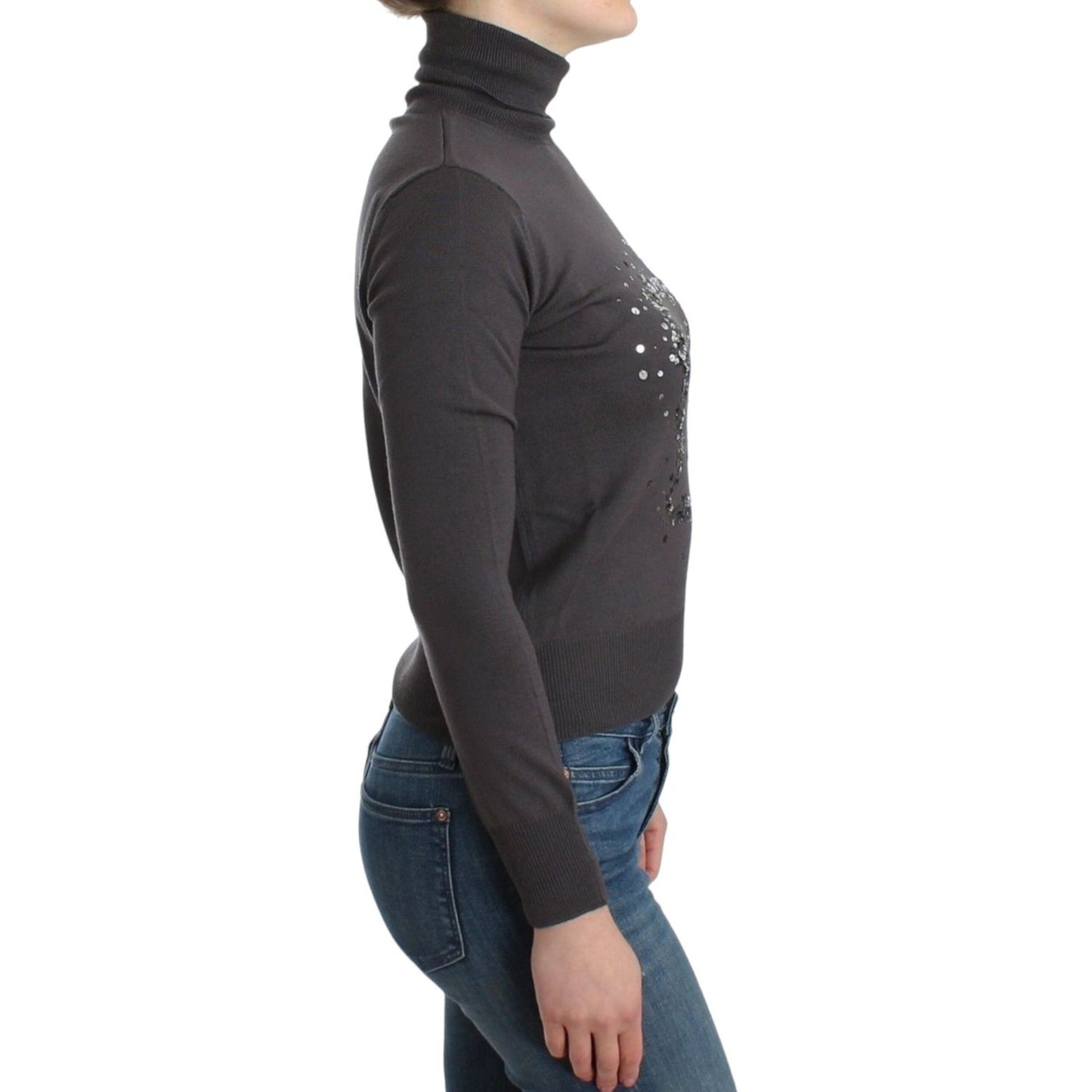 John Galliano Elegant Virgin Wool Turtleneck Sweater John Galliano Dark Slate Gray