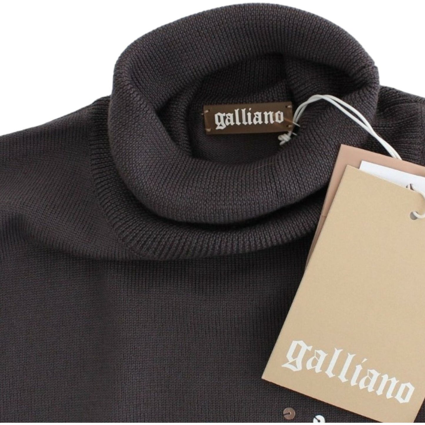 John Galliano Elegant Virgin Wool Turtleneck Sweater John Galliano Dark Slate Gray