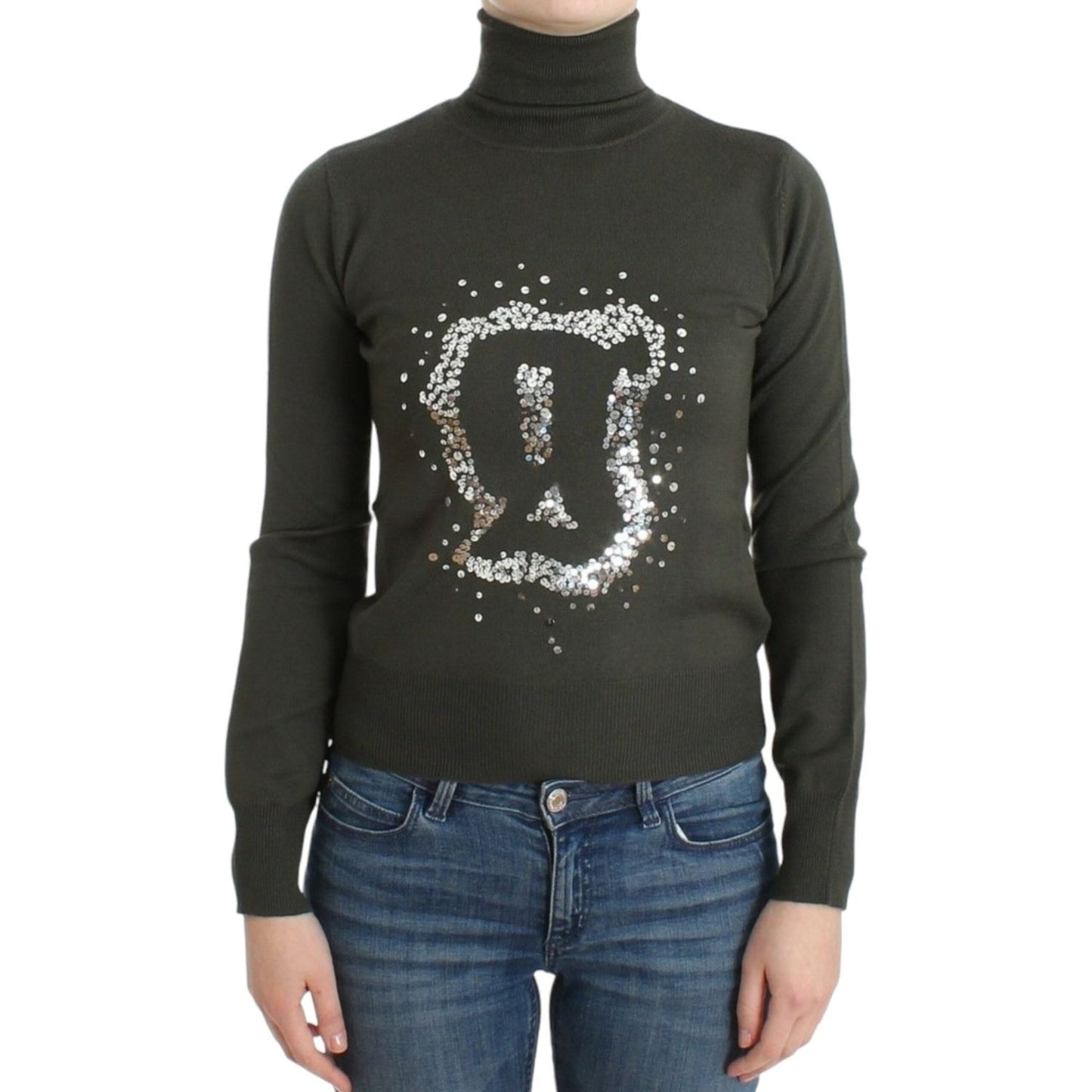 John Galliano Chic Green Turtleneck Virgin Wool Sweater John Galliano Dark Slate Gray