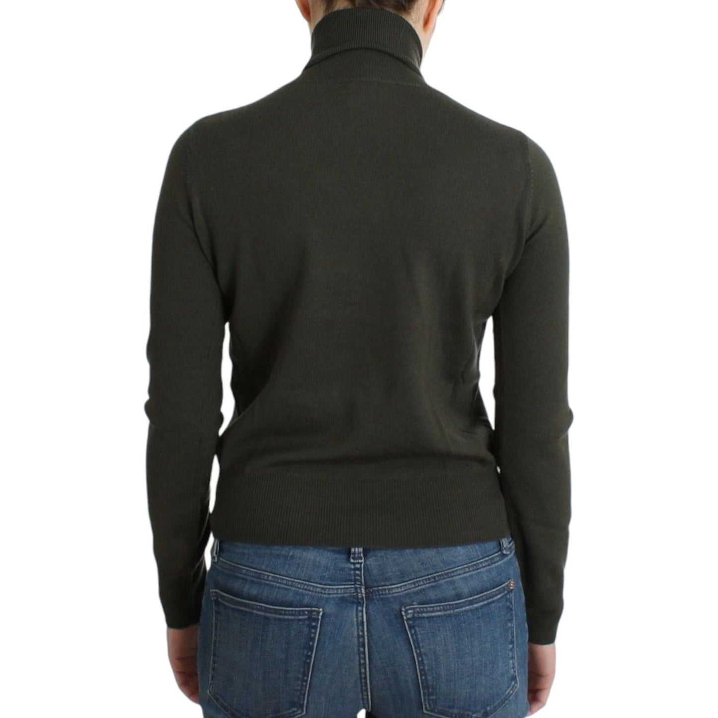 John Galliano Chic Green Turtleneck Virgin Wool Sweater John Galliano Dark Slate Gray