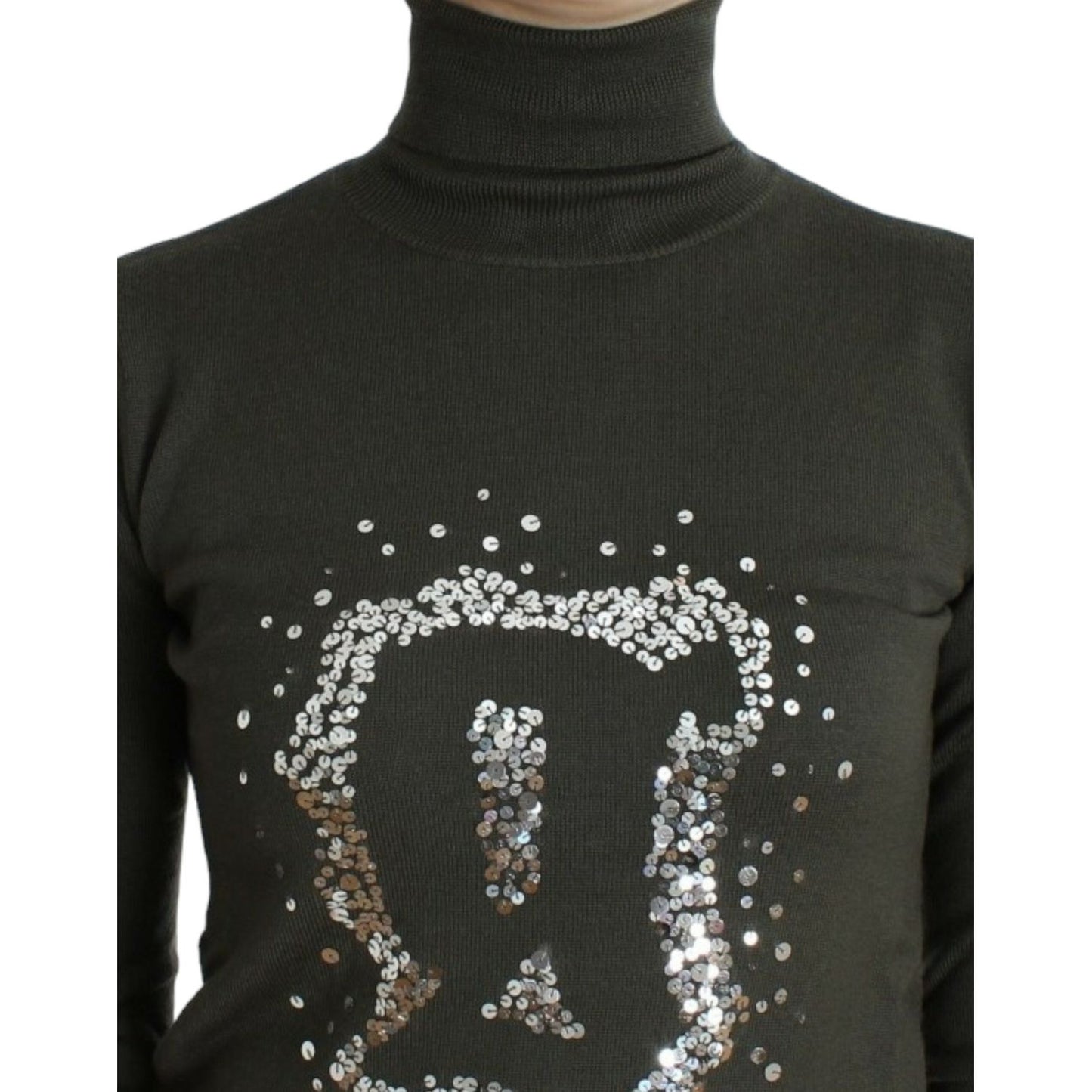 John Galliano Chic Green Turtleneck Virgin Wool Sweater John Galliano Dark Slate Gray