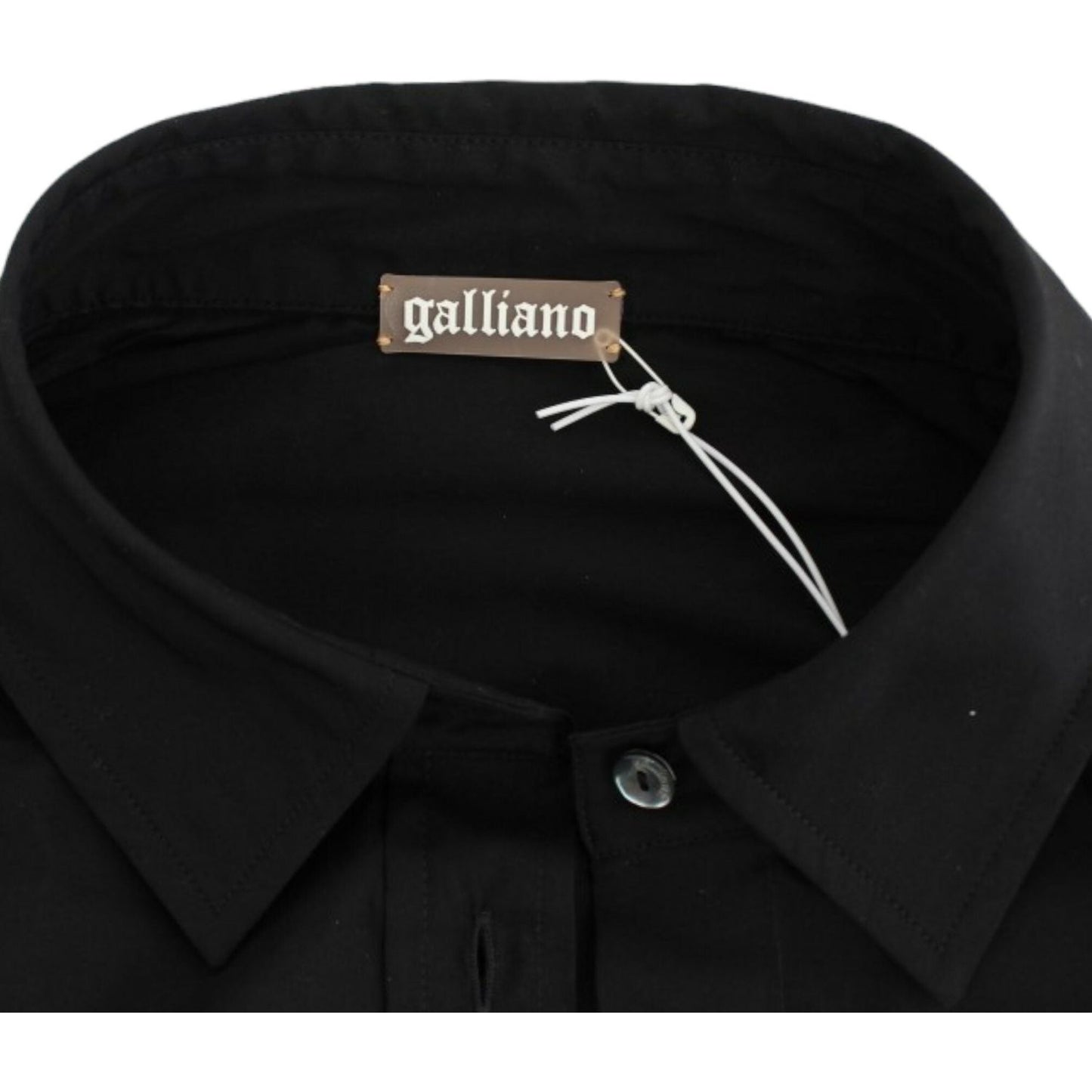 John Galliano Elegant Black Cotton Stretch Shortsleeve Blouse John Galliano Black