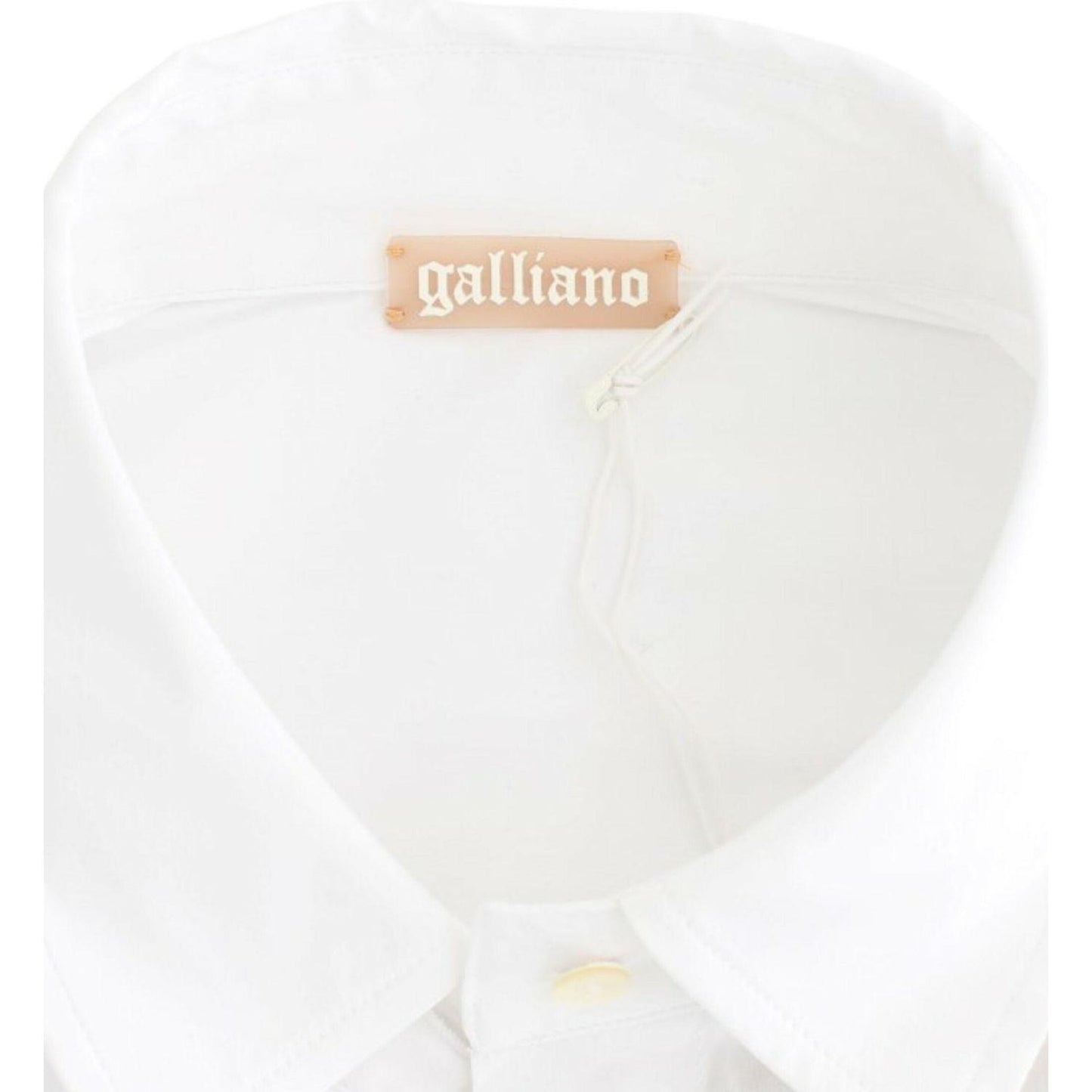 John Galliano Chic White Cotton Blend Shortsleeve Blouse John Galliano White Smoke
