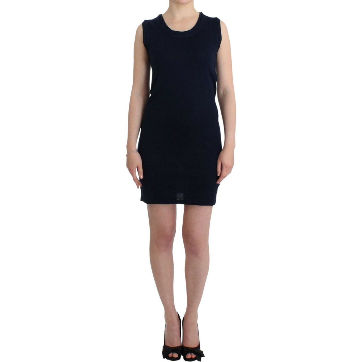 John Galliano Elegant Knee-Length Blue Cotton Dress John Galliano Rosy Brown