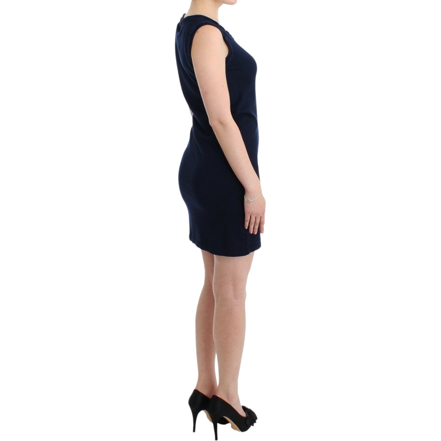 John Galliano Elegant Knee-Length Blue Cotton Dress John Galliano Rosy Brown