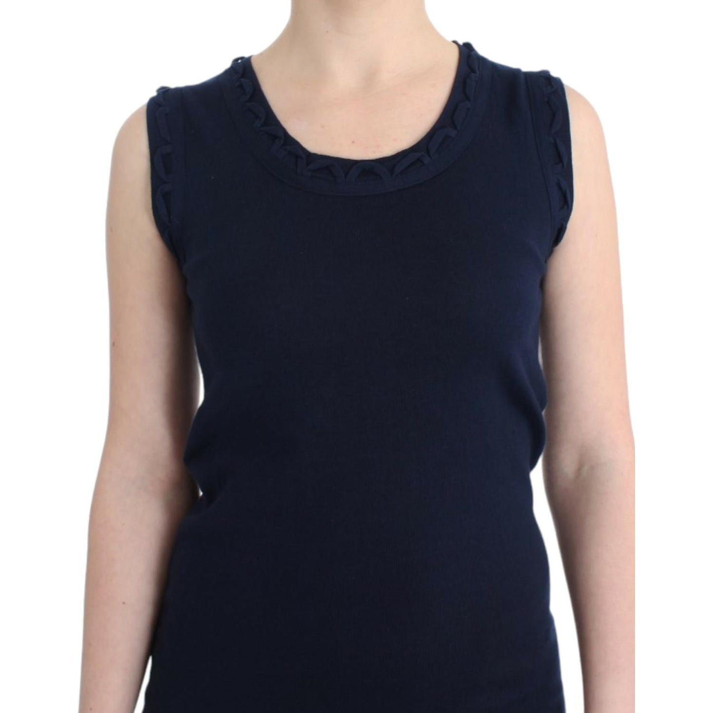John Galliano Elegant Knee-Length Blue Cotton Dress John Galliano Tan