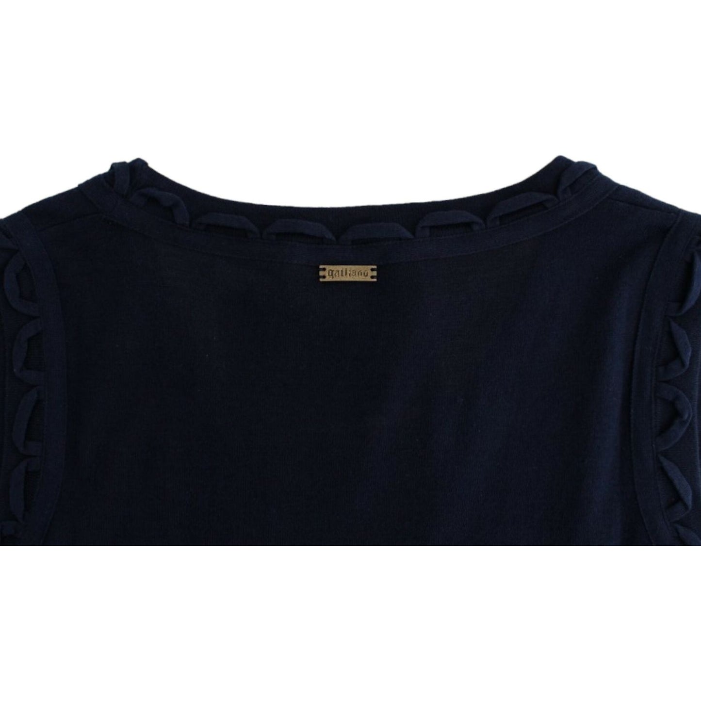 John Galliano Elegant Knee-Length Blue Cotton Dress John Galliano Black