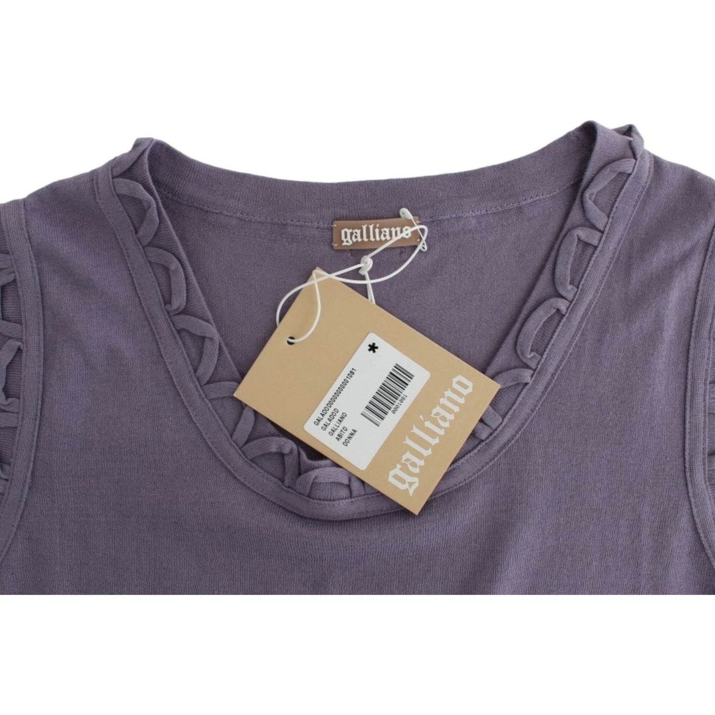 John Galliano Elegant Purple Knee-Length Cotton Dress John Galliano Dim Gray