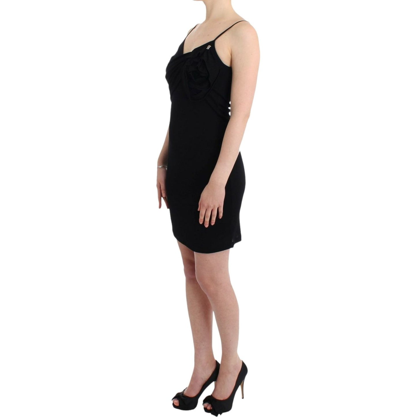 John Galliano Elegant Black Jersey Knee-Length Dress Dresses John Galliano Rosy Brown