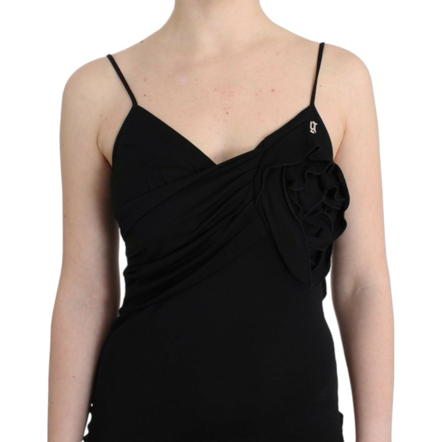 John Galliano Elegant Black Jersey Knee-Length Dress Dresses John Galliano Tan