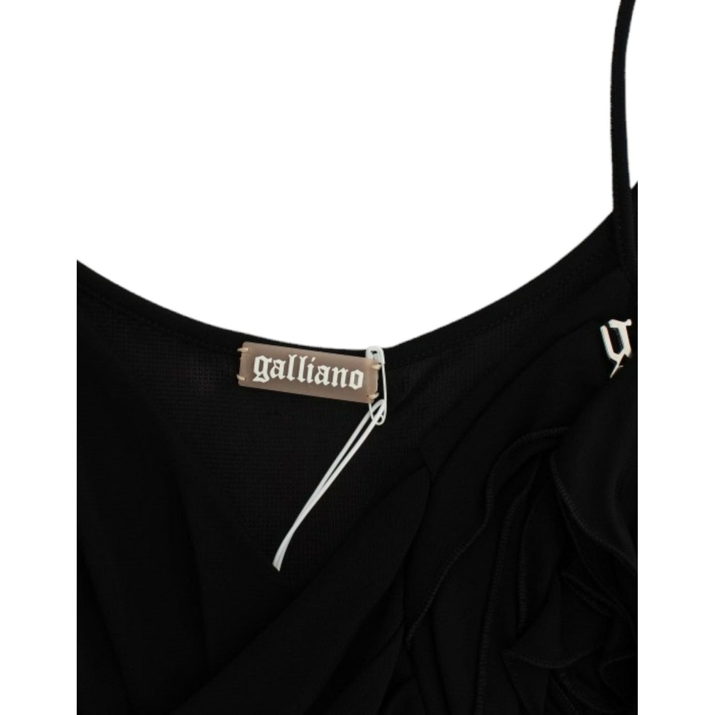 John Galliano Elegant Black Jersey Knee-Length Dress Dresses John Galliano Black
