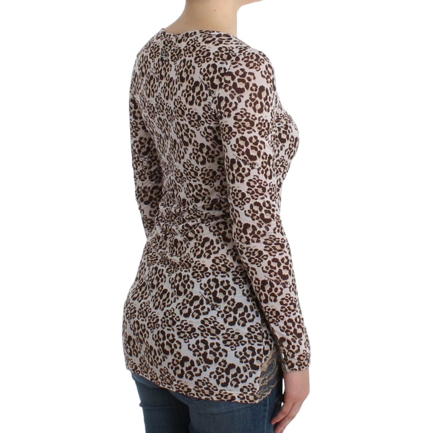 Cavalli Elegant Floral Lace Longsleeve Top Cavalli Dark Slate Gray
