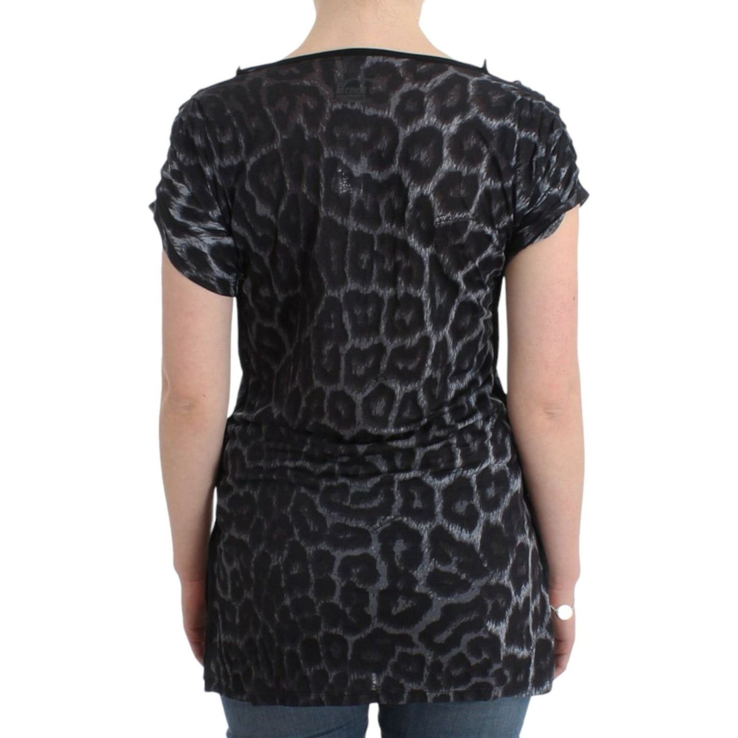 Cavalli Sultry Leopard V-Neck Modal Top Cavalli Dark Slate Gray