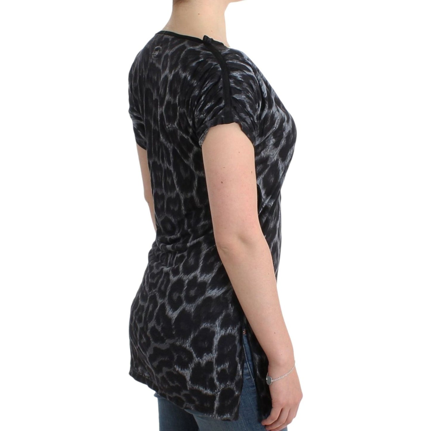 Cavalli Sultry Leopard V-Neck Modal Top Cavalli Tan