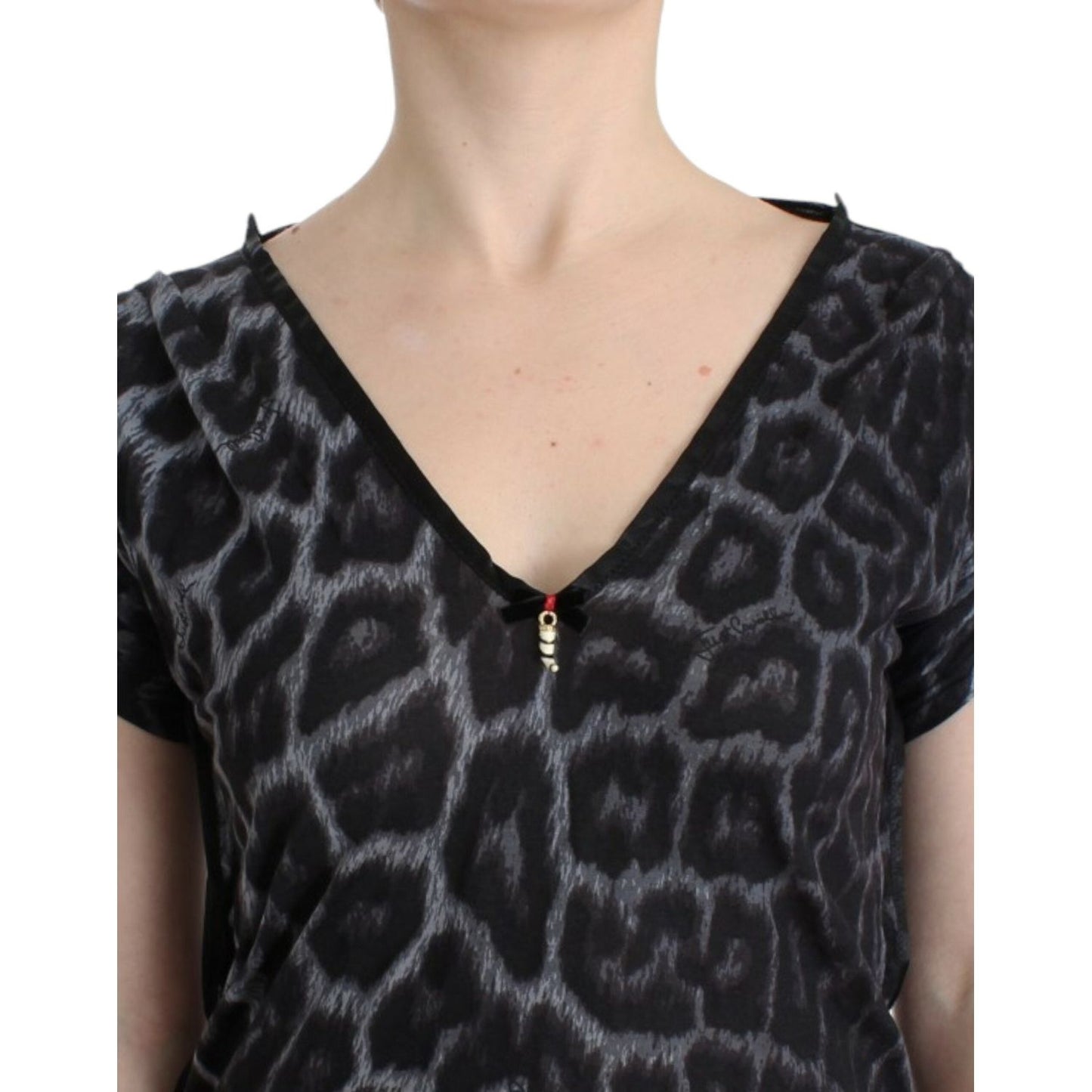 Cavalli Sultry Leopard V-Neck Modal Top Cavalli Tan