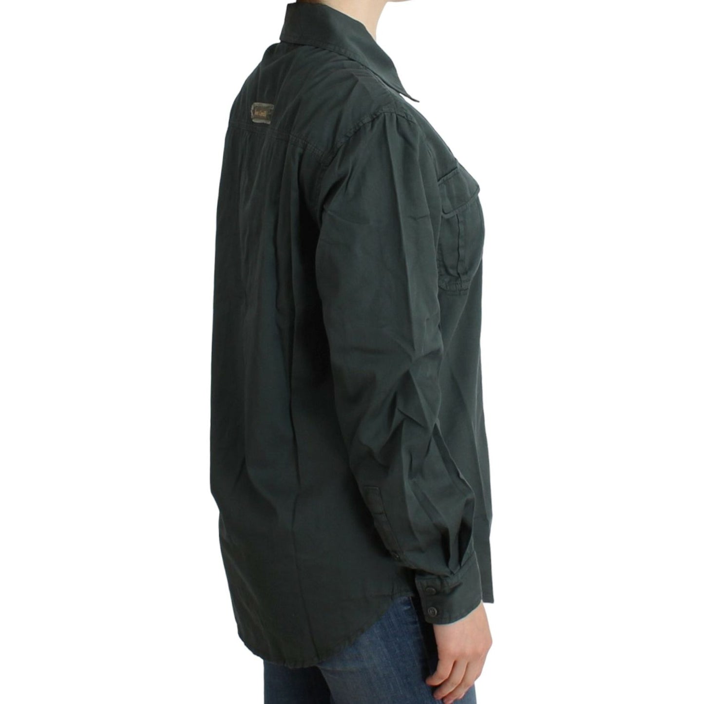 Cavalli Elegant Gray Cotton Button Down Shirt Cavalli Dark Slate Gray