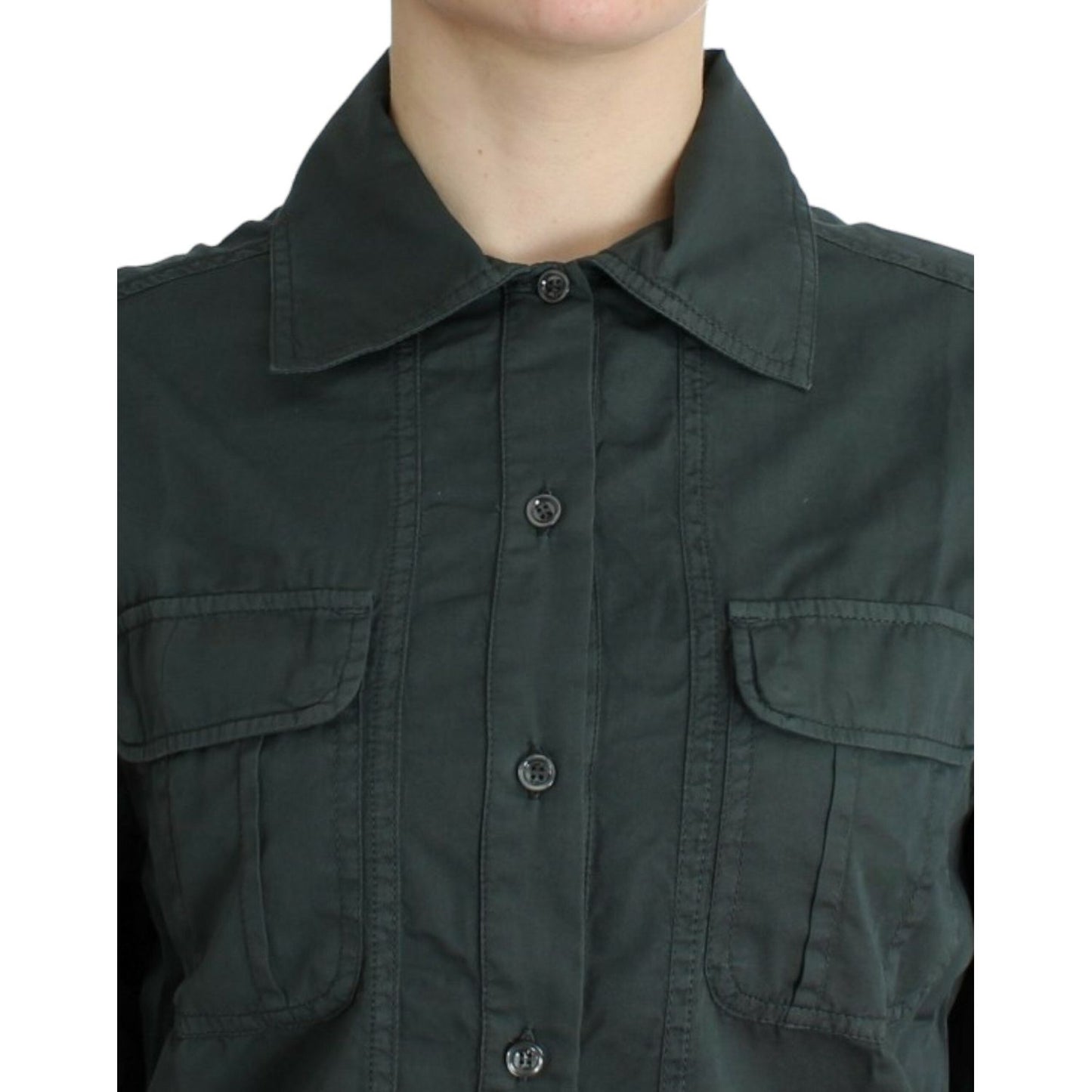Cavalli Elegant Gray Cotton Button Down Shirt Cavalli Dark Slate Gray