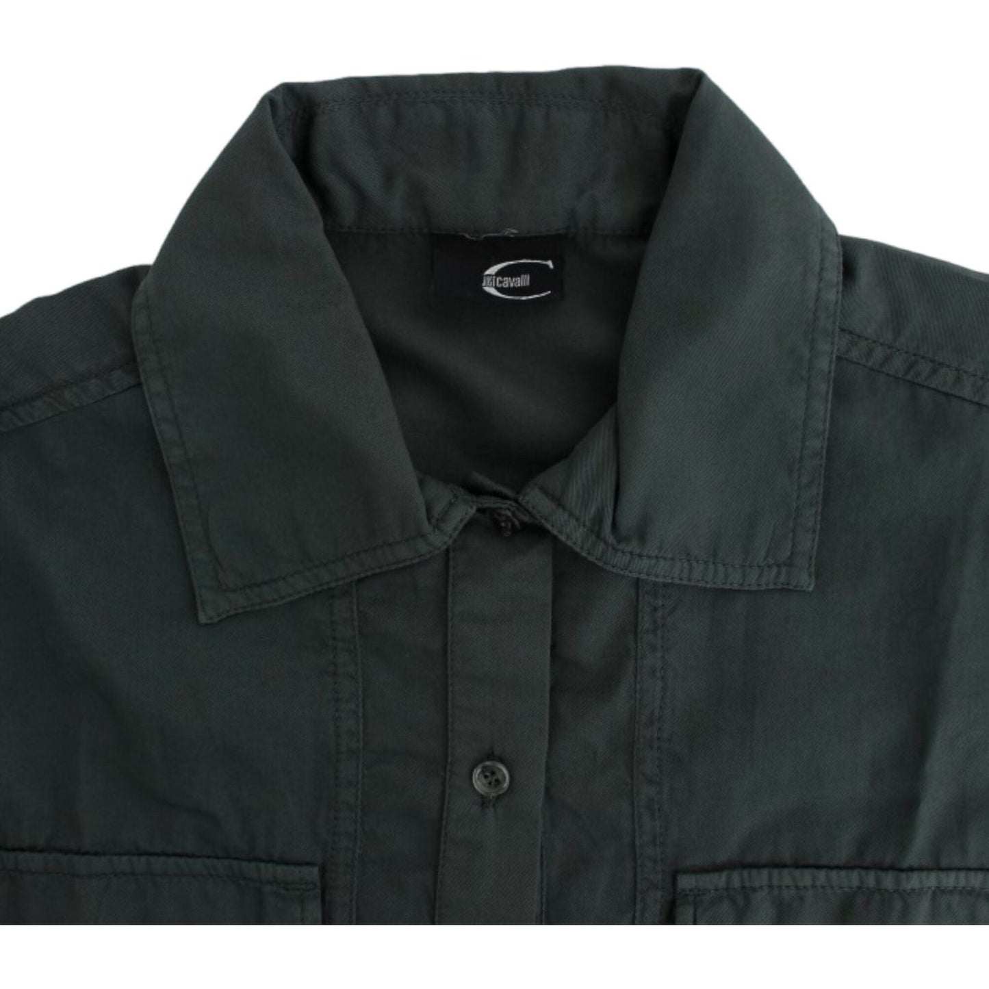Cavalli Elegant Gray Cotton Button Down Shirt Cavalli Dark Slate Gray